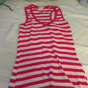 Pink and white striped tank top